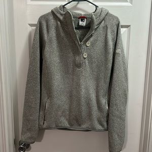 The North Face gray hooded sweatshirt